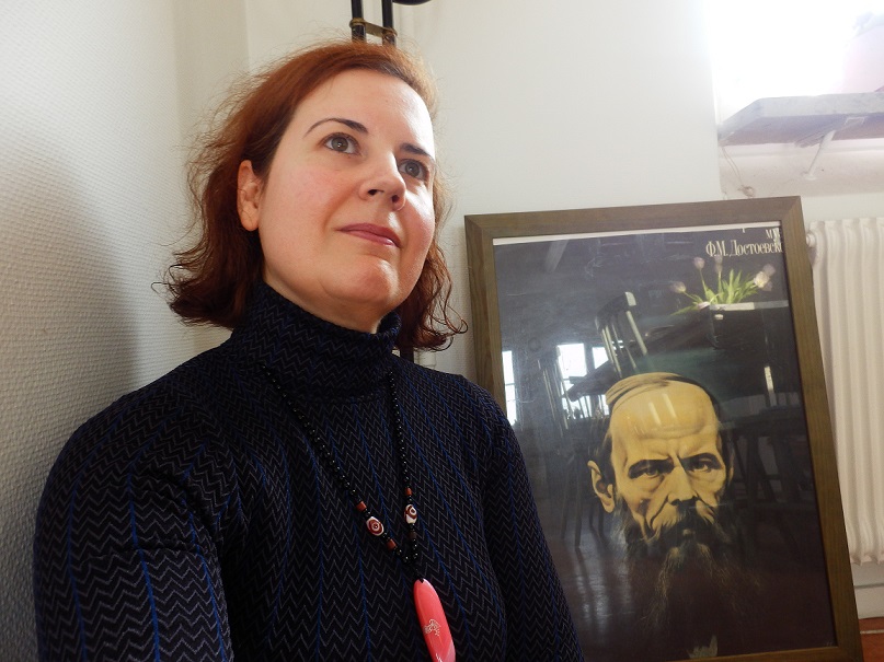 Catalan writer Núria Añó with Fyodor Dostoyevsky at Baltic Centre